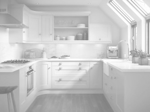 Cornforth white and Lamp Room Grey Stockbridge style painted kitchen